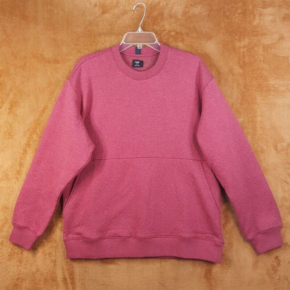 LUNYA Mens Sweatshirt Large Maroon Pullover Crew RESTORE DOUBLE FACED LAHGO